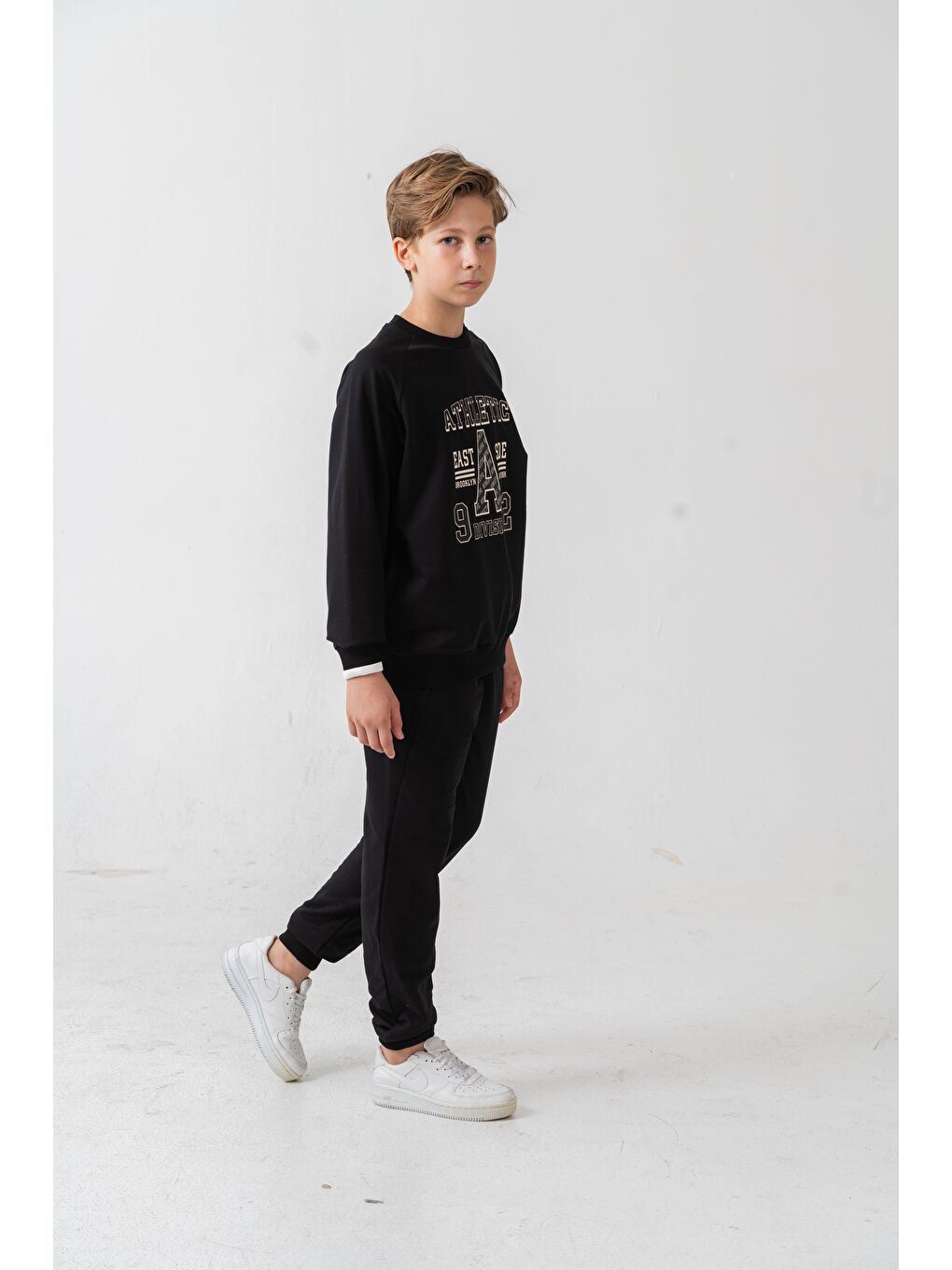Siyah Athletic Baskılı Erkek Çocuk Alt Üst Eşofman Takımı-3