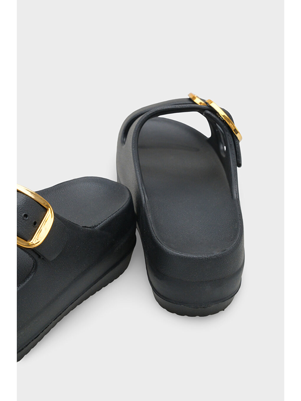 Siyah Nicki Eva Çift Tokalı Dolgu Tabanlı Kadın Terlik-3