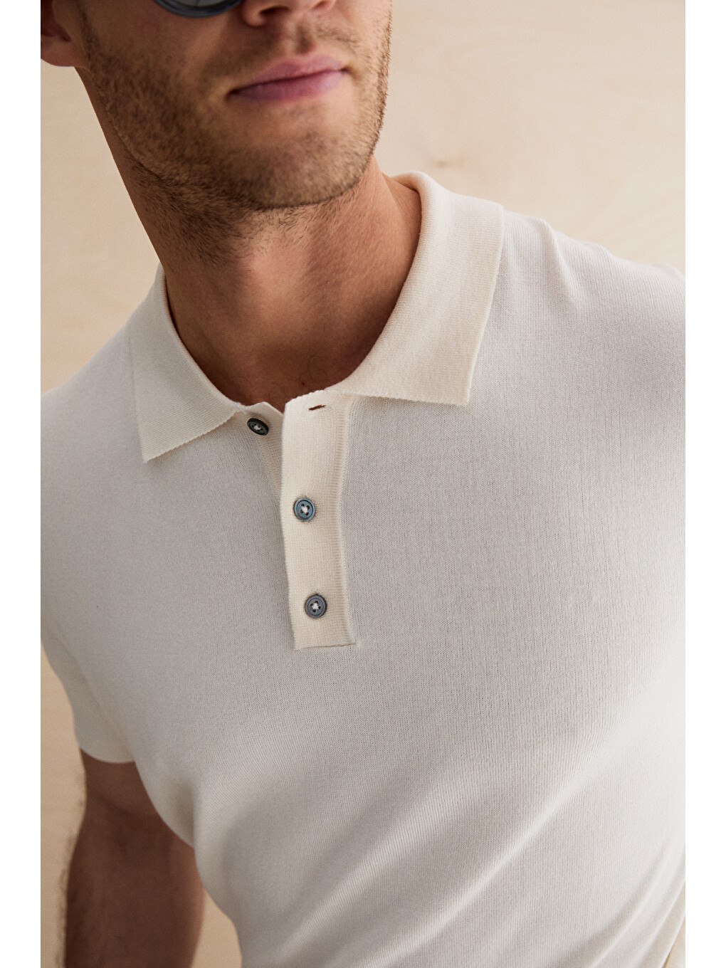 Vesto Erkek Triko Ekru Polo Yaka T-shirt-1
