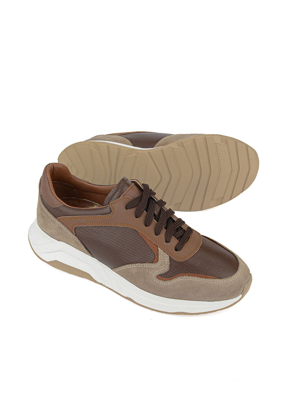 Kahverengi Erkek Hakiki Deri Günlük Sneaker 161983ZF4 Kahve-3