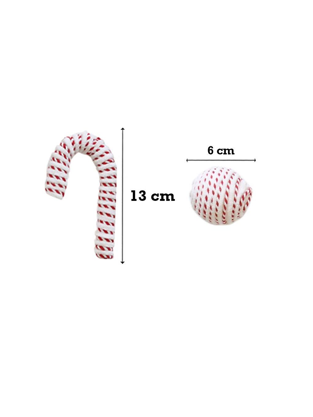 Yılbaşı Dekor Süsleri Baston Şeker Top Figürlü Garland Beyaz Kırmızı 180 cm-2