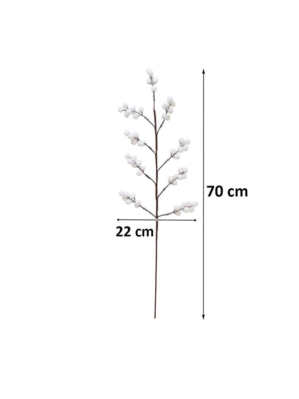 Yılbaşı Dekoru Kar Efektli Beyaz Top Detaylı Dekoratif Süs Dalı Beyaz 70 cm-2