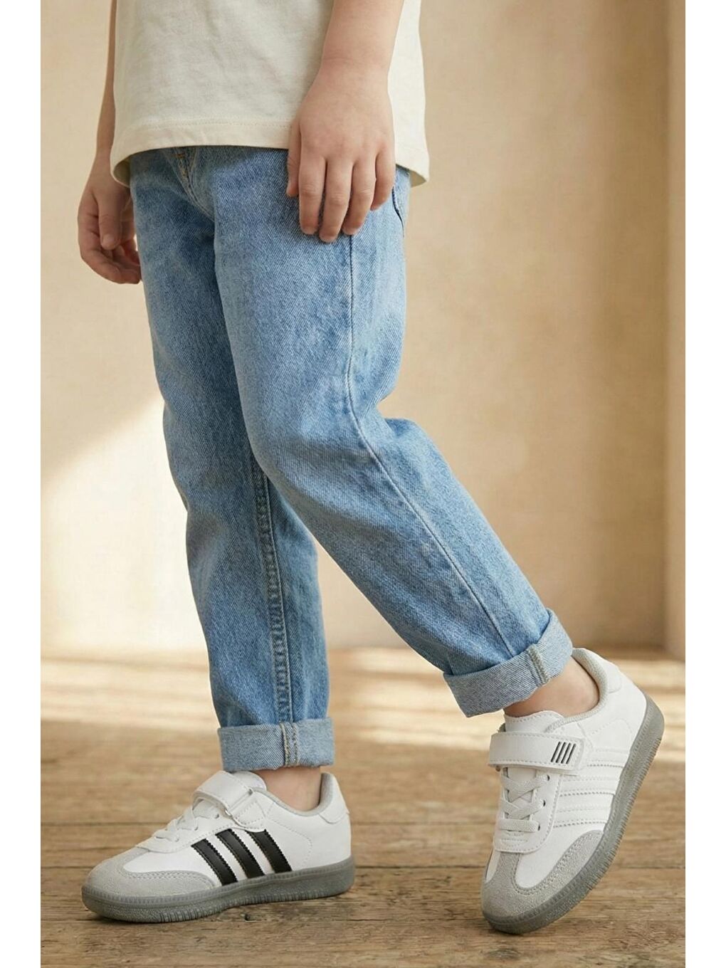 Beyaz Samm Rahat Taban Cırtlı Bağcıklı Erkek Kız Çocuk Spor Ayakkabı-1