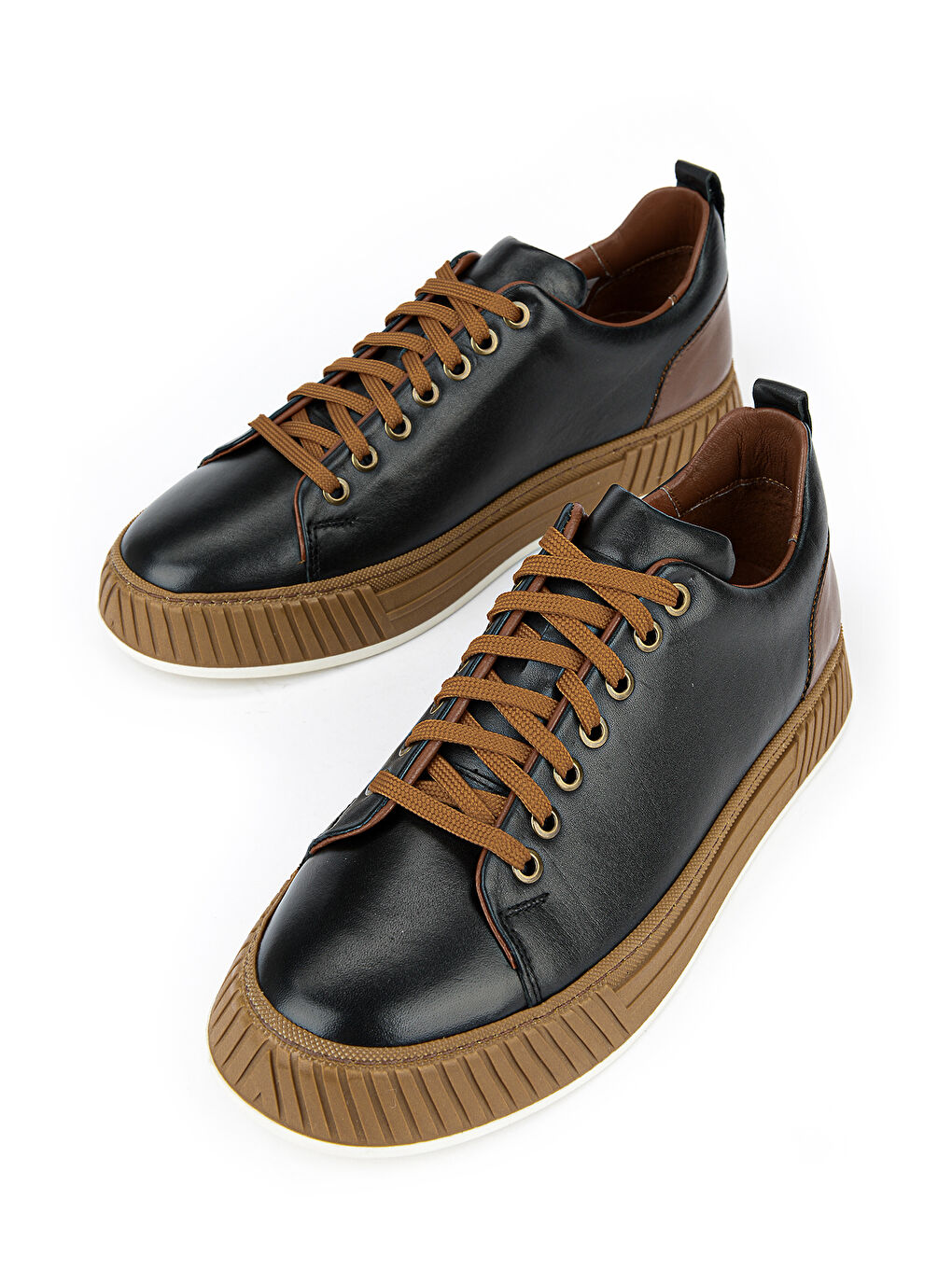 Erkek Hakiki Deri Günlük Sneaker 161983Z870 Siyah-4
