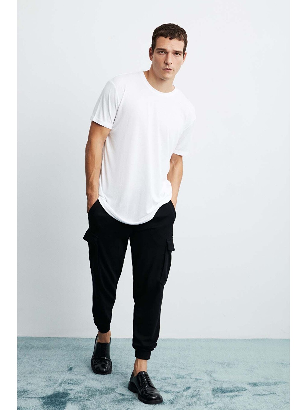 Beyaz OSCAR Erkek Comfort Fit Uzun Dökümlü Kumaş BEYAZ T-Shirt-2
