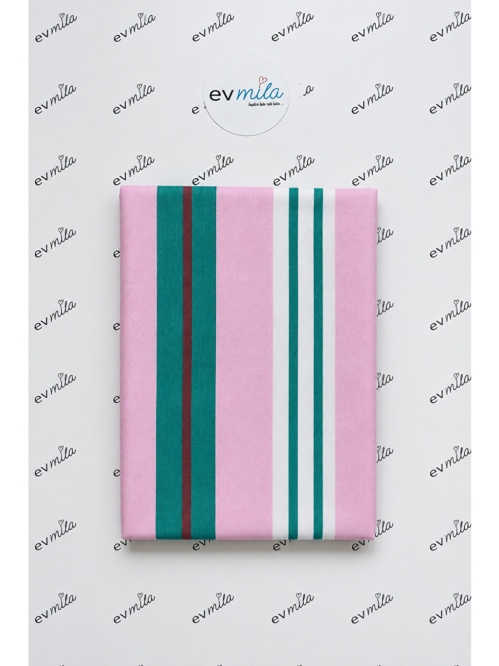 Pembe Yeşil Kahverengi Çizgili Nevresim Seti Modern Desenli 200x220 Çift Kişilik Yorgan Kılıfı-4
