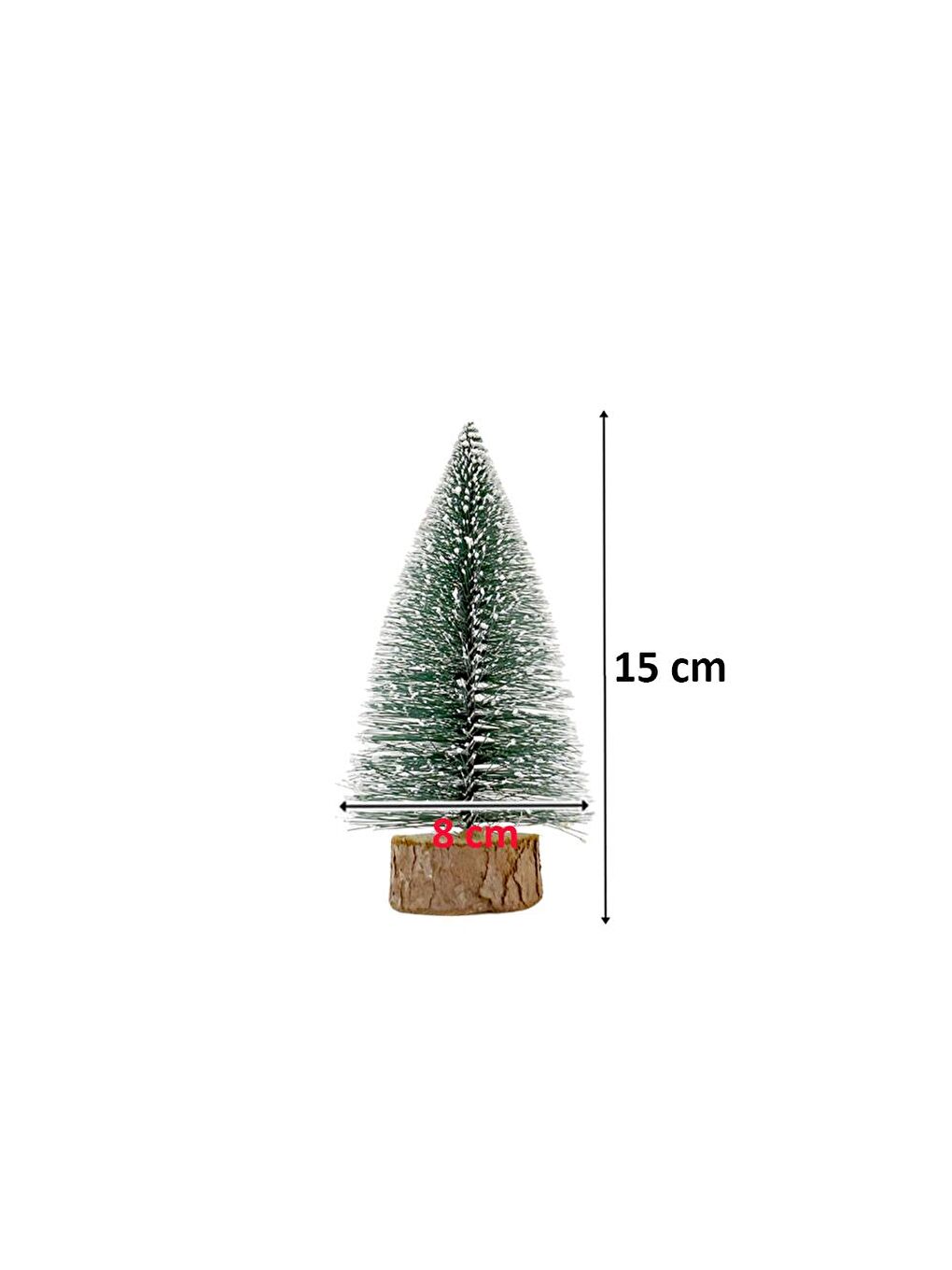 Yeşil Yılbaşı Mini Karlı Çam Ağacı Masa Üstü Dekoratif Ağaç 15 cm-1