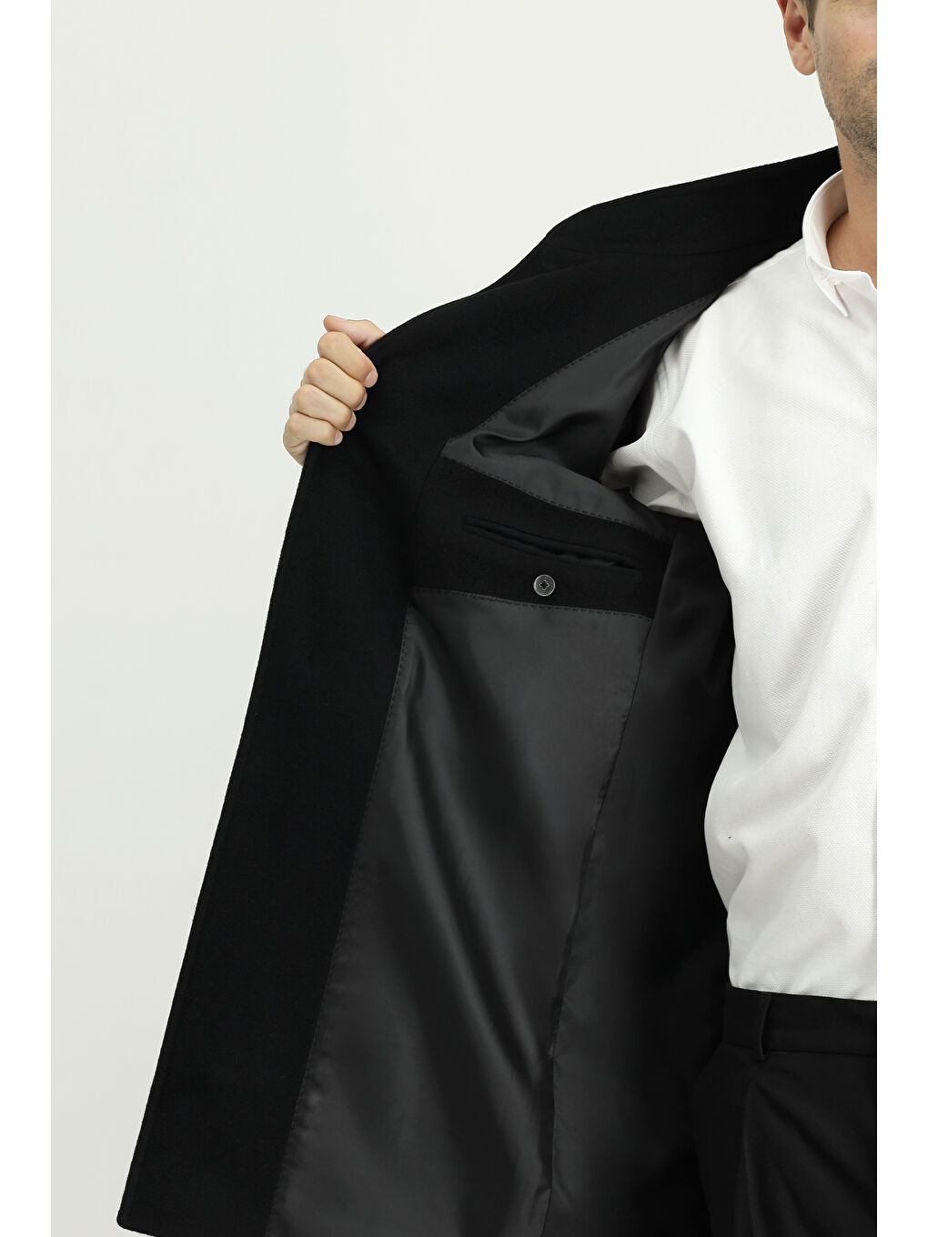 Siyah Yünlü Klasik Kaban-4