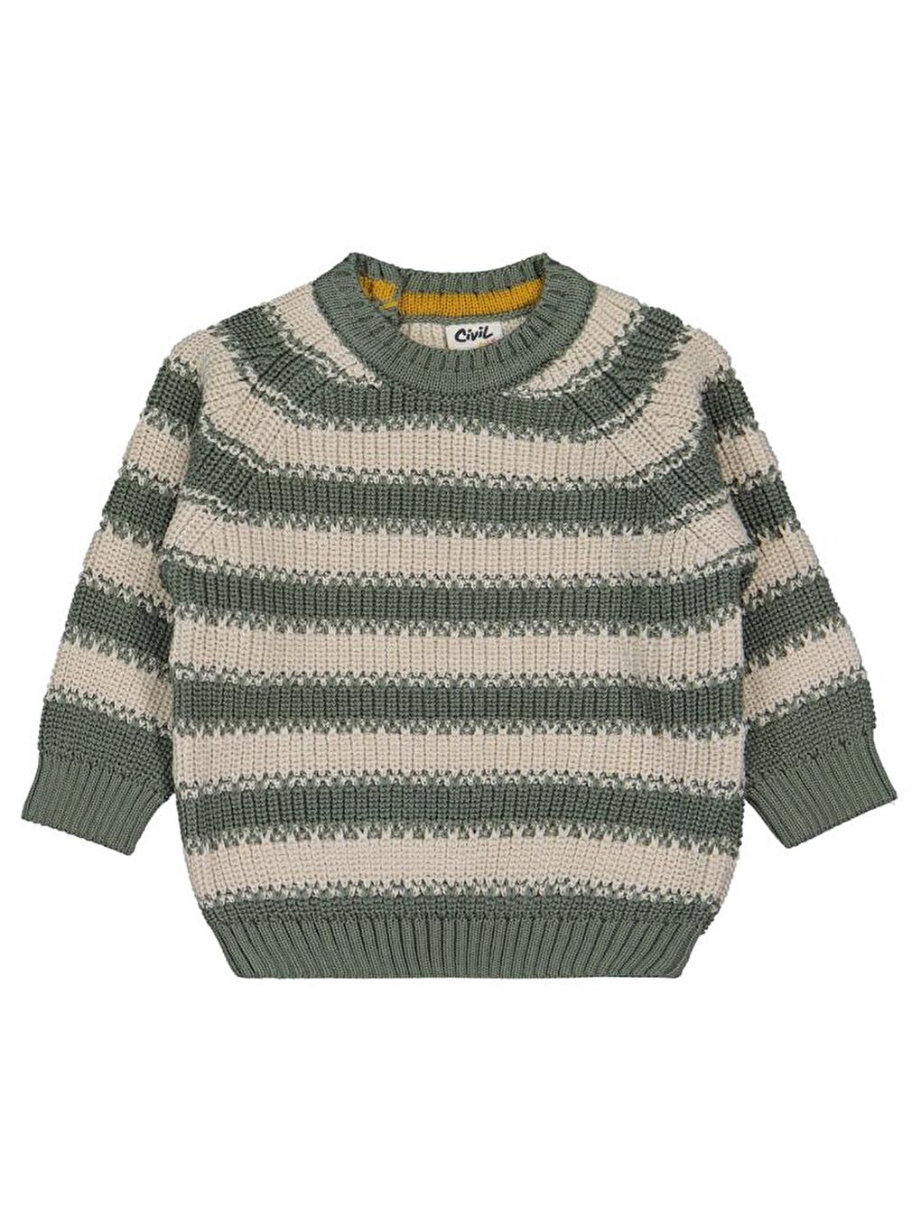 Haki Baby Elvi Çizgili 6-18 Ay Kazak-1