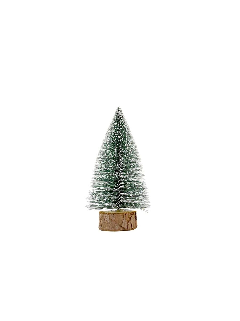 Yeşil Yılbaşı Mini Karlı Çam Ağacı Masa Üstü Dekoratif Ağaç 15 cm-2