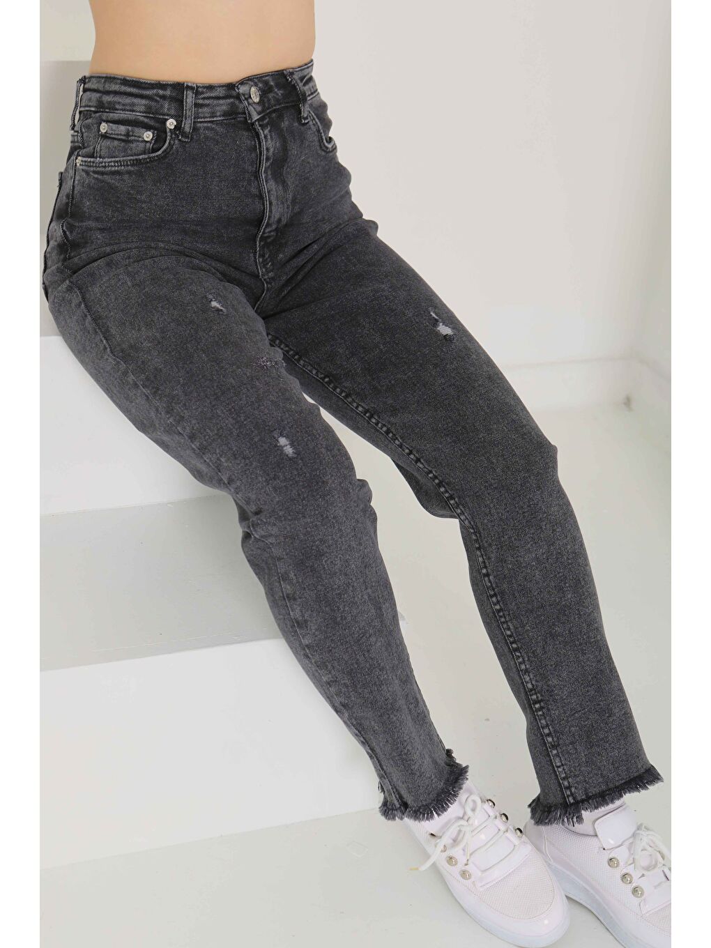 Püsküllü Jean Pantolon Antrasit   26856