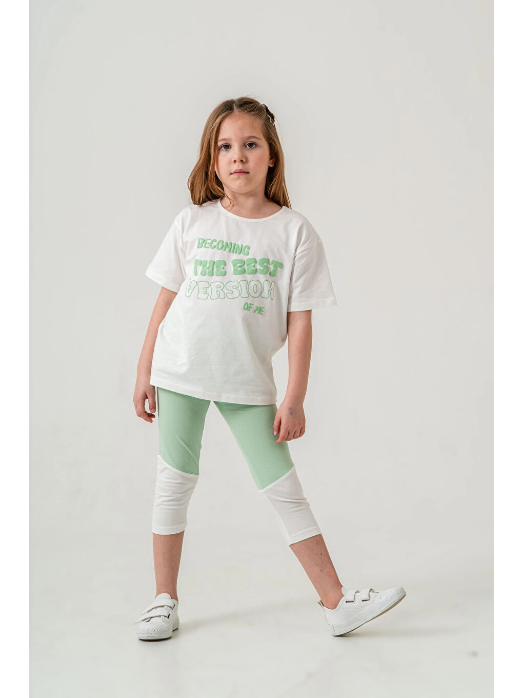 Ekru Best Version Baskılı Kız Çocuk Takım 50653