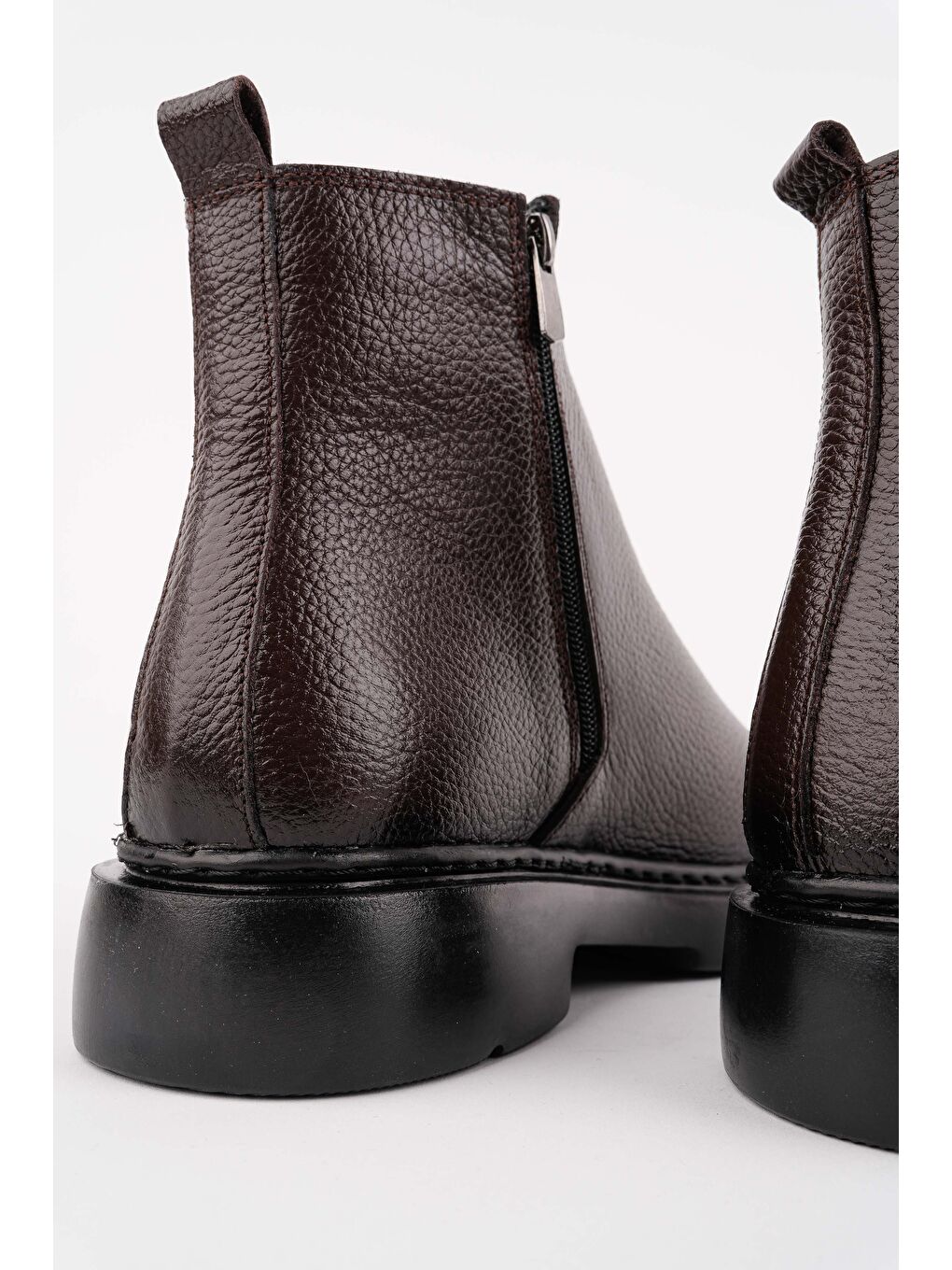 Kahverengi DRAKO Hakiki Deri Çift Fermuarlı Erkek Kışlık Chelsea Bot-4