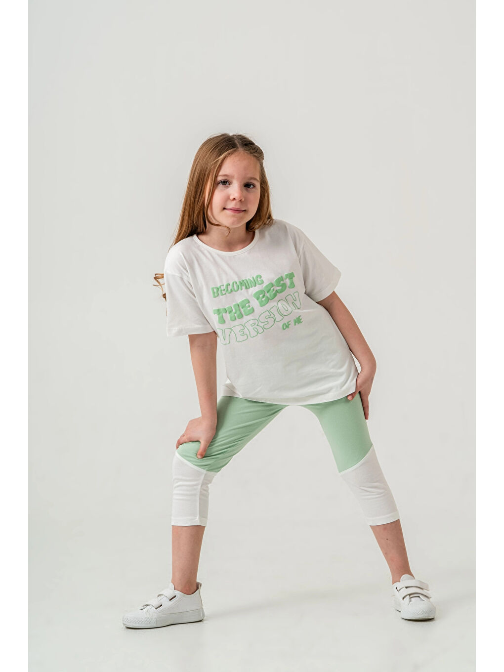 Ekru Best Version Baskılı Kız Çocuk Takım 50653-1