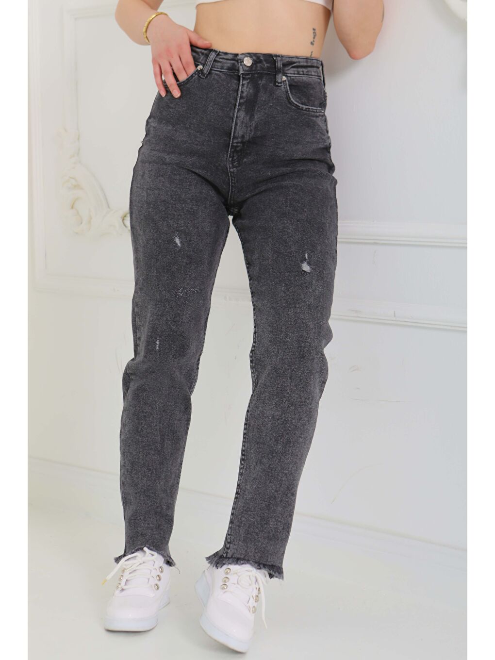 Püsküllü Jean Pantolon Antrasit   26856-4