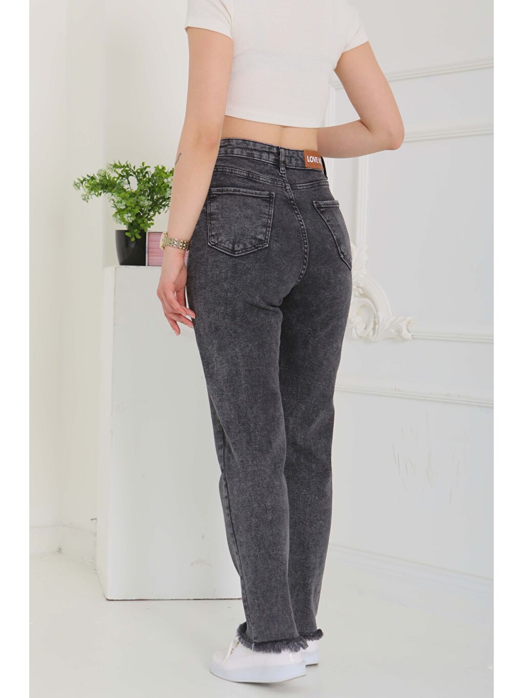 Püsküllü Jean Pantolon Antrasit   26856-5