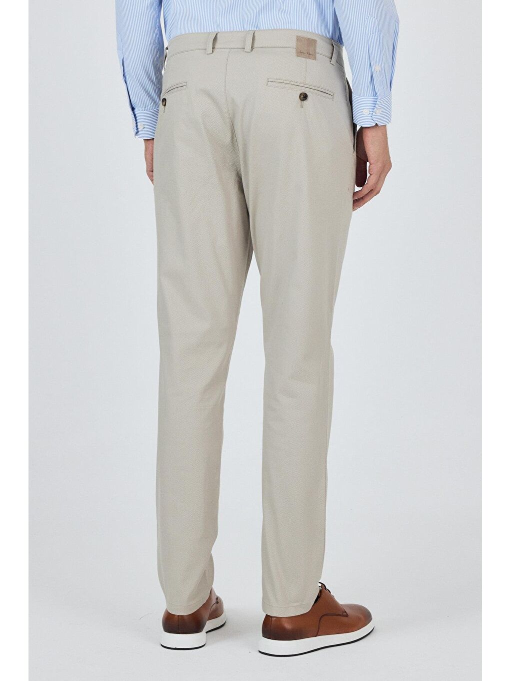 Bej Taş Rengi Gabardin Yan Cep Düz Paça Comfort Fit Pamuklu Casual Chino Pantolon 1003250121-3