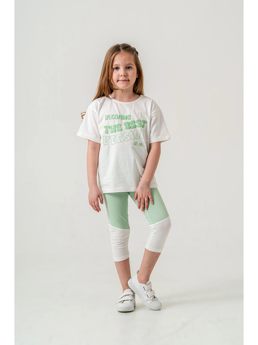 Ekru Best Version Baskılı Kız Çocuk Takım 50653-3