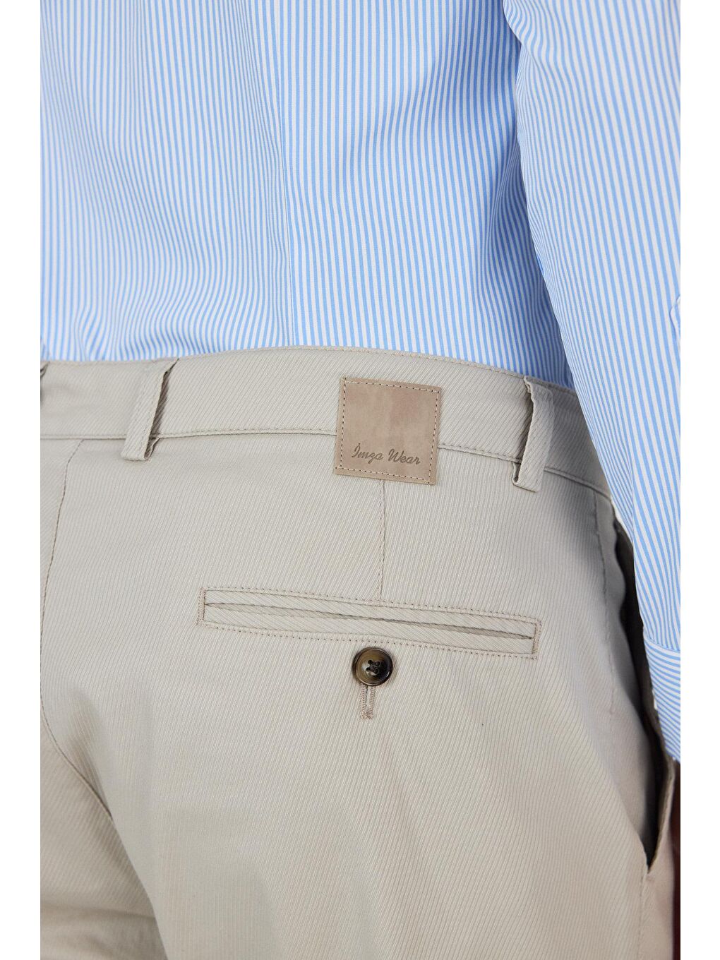 Bej Taş Rengi Gabardin Yan Cep Düz Paça Comfort Fit Pamuklu Casual Chino Pantolon 1003250121-4