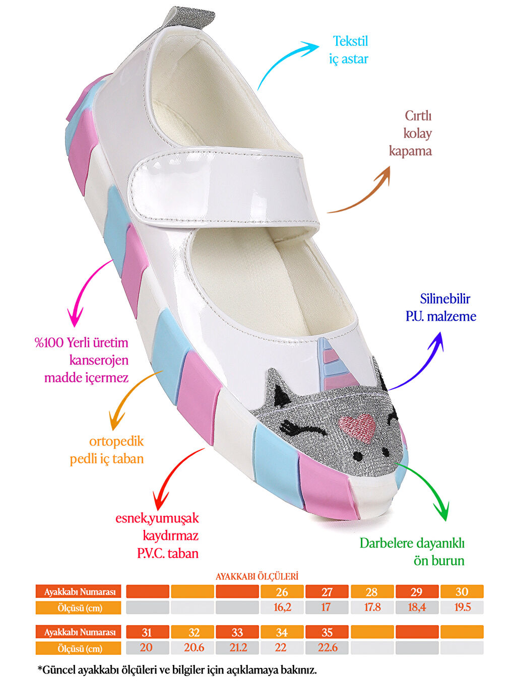 Beyaz Gilan Cırtlı Kız Çocuk Babet Ayakkabı-1
