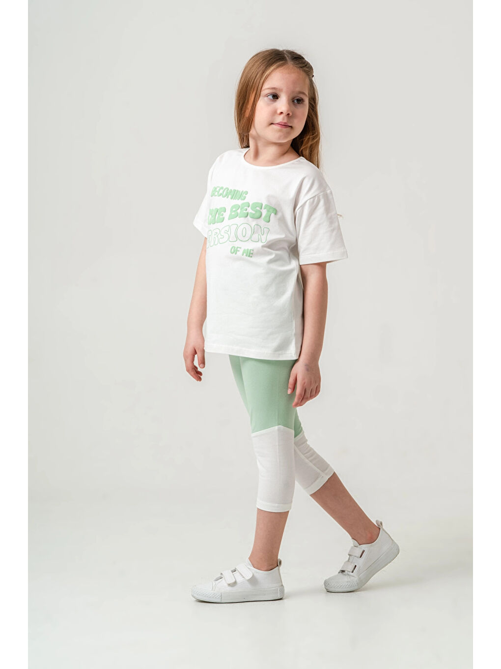 Ekru Best Version Baskılı Kız Çocuk Takım 50653-4