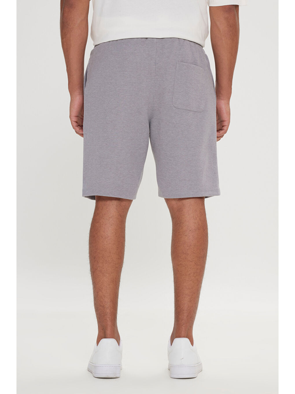 Erkek Gri Melanj Standart Fit Normal Kesim Cepli Rahat Örme Şort-4