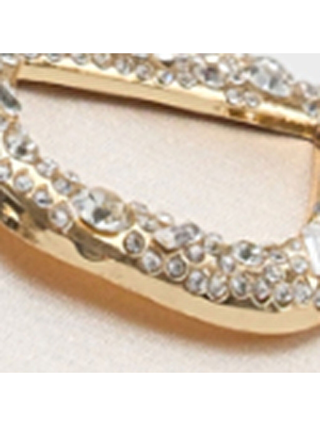 Bej Yuvarlak Küt Burunlu Taşlı Tokalı Saten Kısa Topuklu Kadın Terlik-6