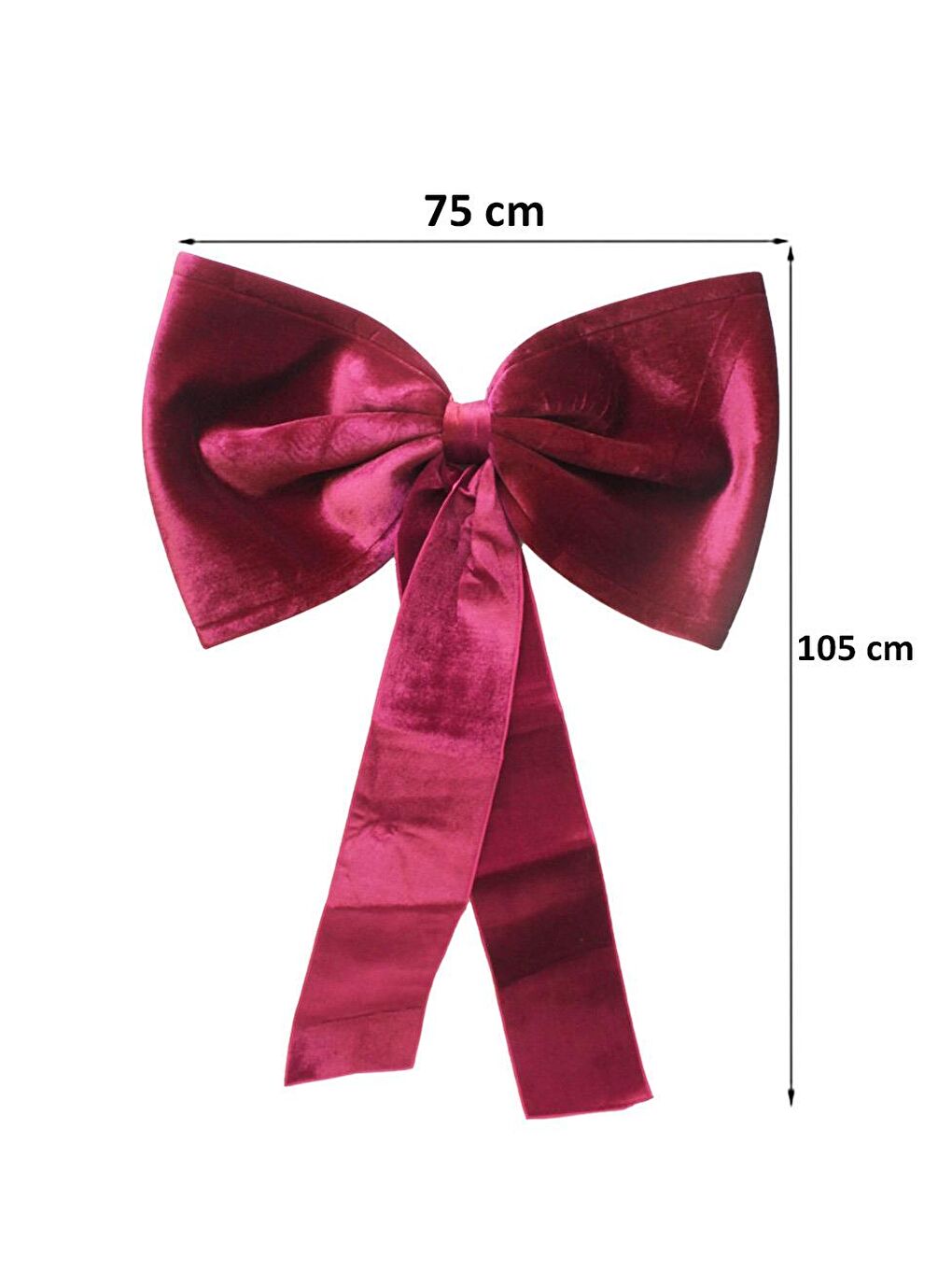 Yılbaşı Dekoratif Kadife Fiyonk Büyük Boy Kapı ve Duvar Süsü Bordo 75 cm-1