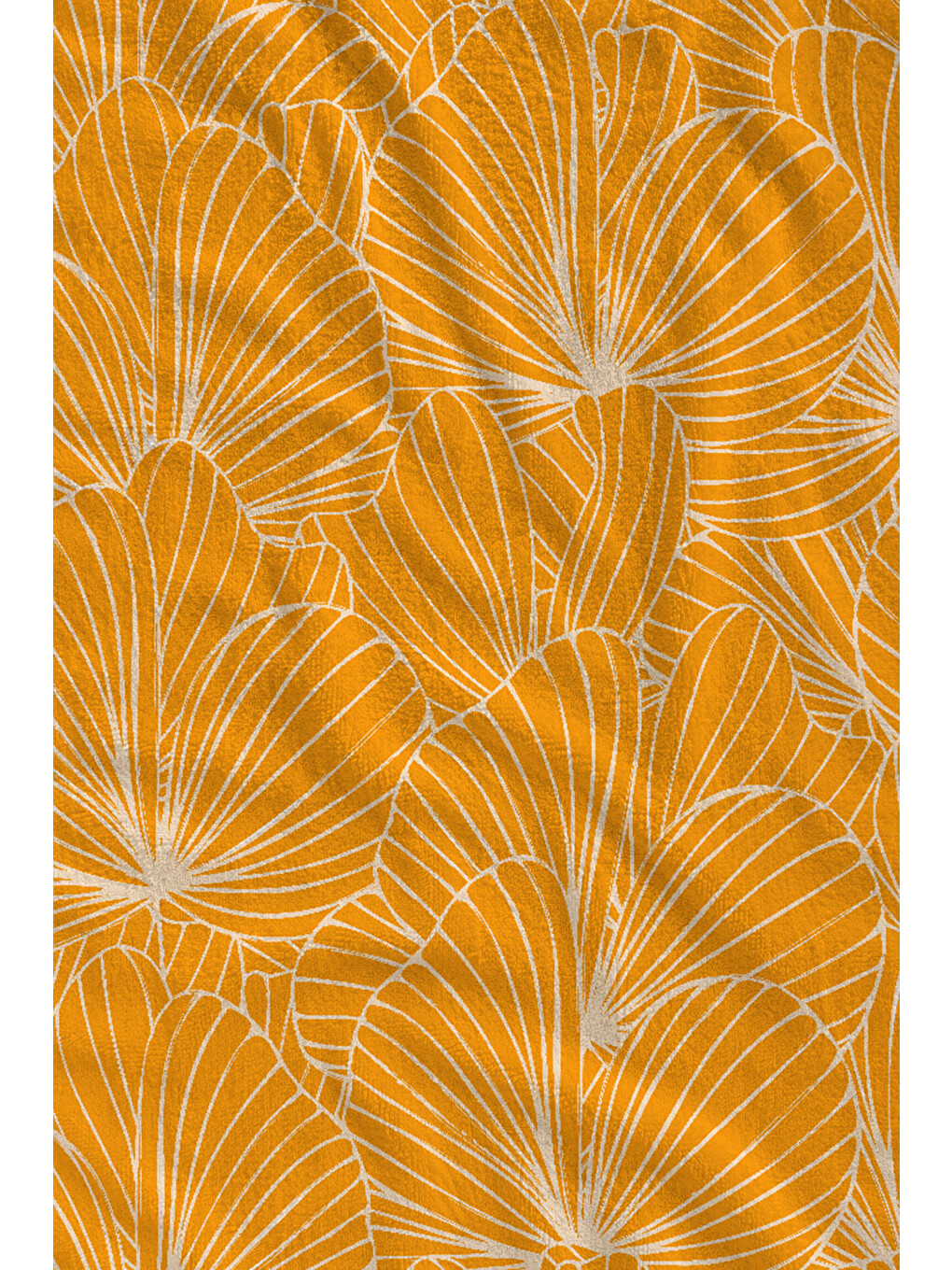 Hardal Sarısı Çizgisel Yaprak Desenli 70x150 Cm Dijital Baskılı Plaj Ve Banyo Havlusu-1