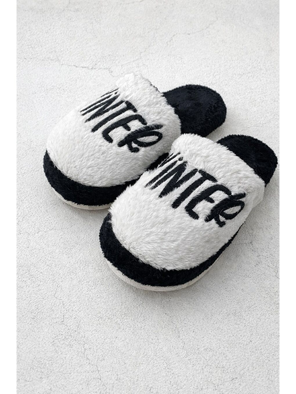 Siyah WINTER HOME Kapalı Kadın Ev Terliği Günlük Rahat Kışlık Terlik