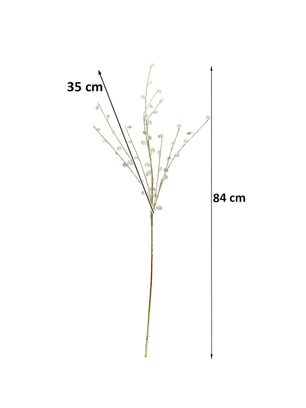 Beyaz Yılbaşı Dekoru Kristal Boncuklu Altın Dekoratif Dal Süs 84 cm-2