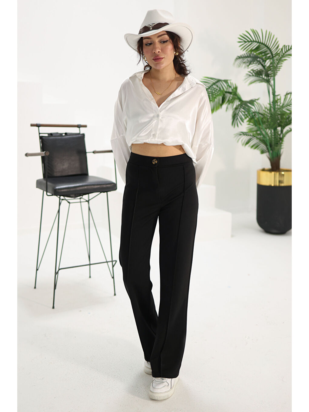 Şerit Detaylı Spor Pantolon Siyah - 27084-7