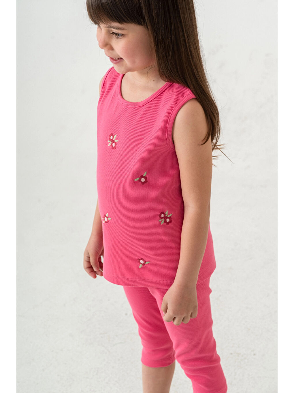 Fuşya Çiçek Nakışlı Kız Bebek Takım 50358-1