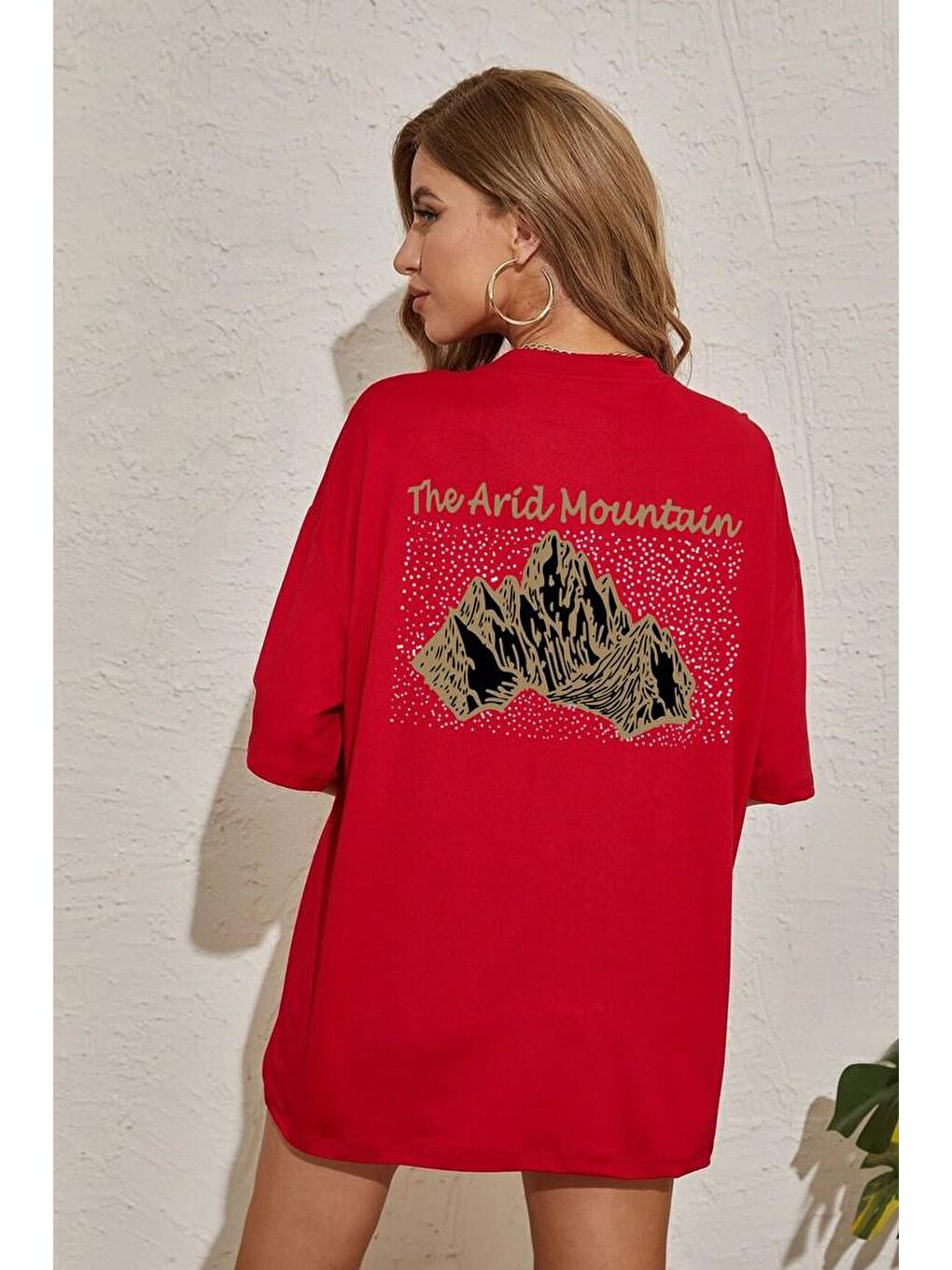 uyguntarz Kırmızı Arid Mountain Baskılı T-shirt - 1