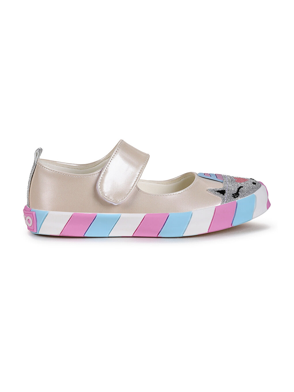 Beyaz Gilan Cırtlı Kız Çocuk Babet Ayakkabı-3