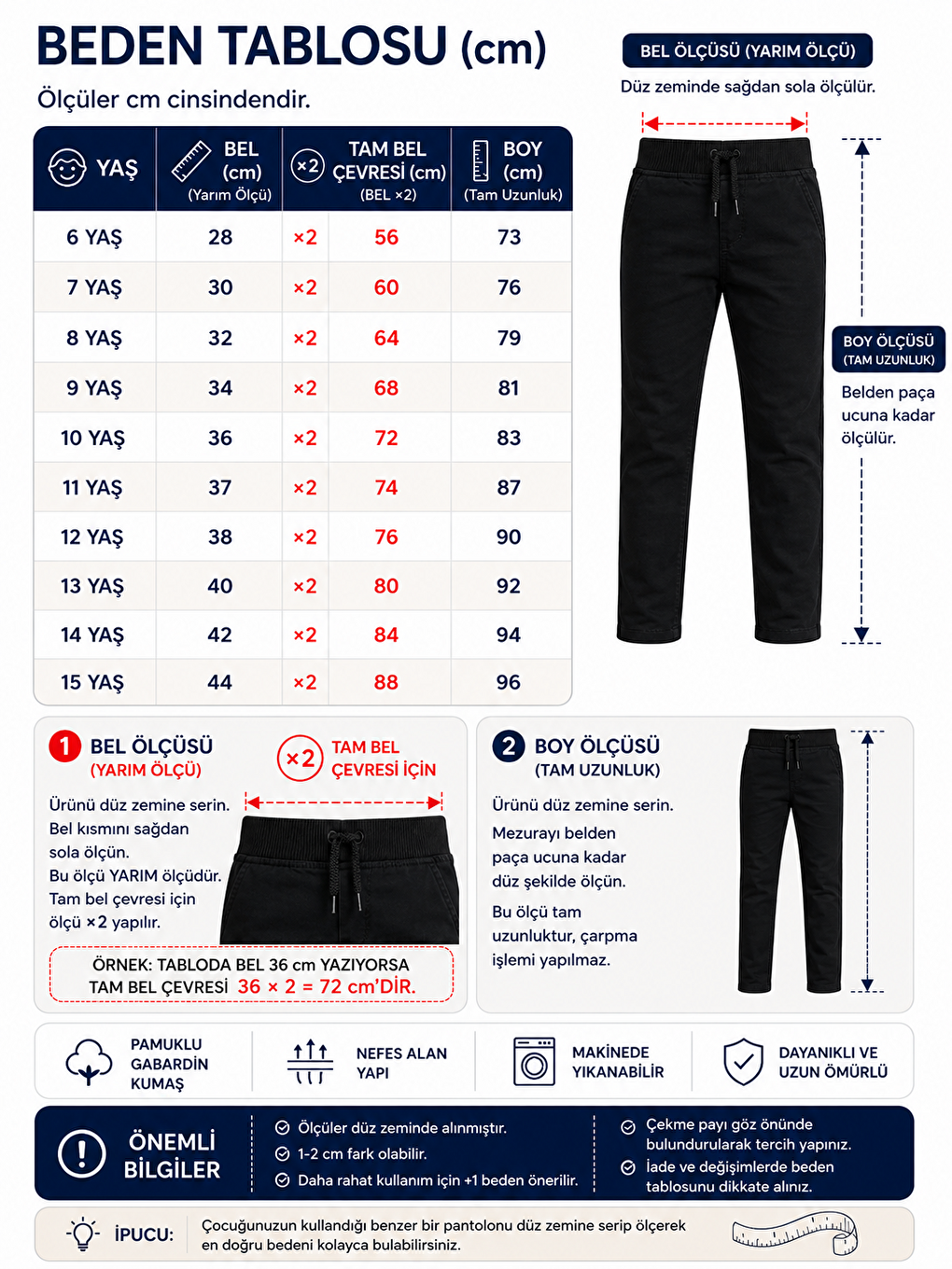 Siyah Erkek Çocuk Okul Pantolonu Unisex-2