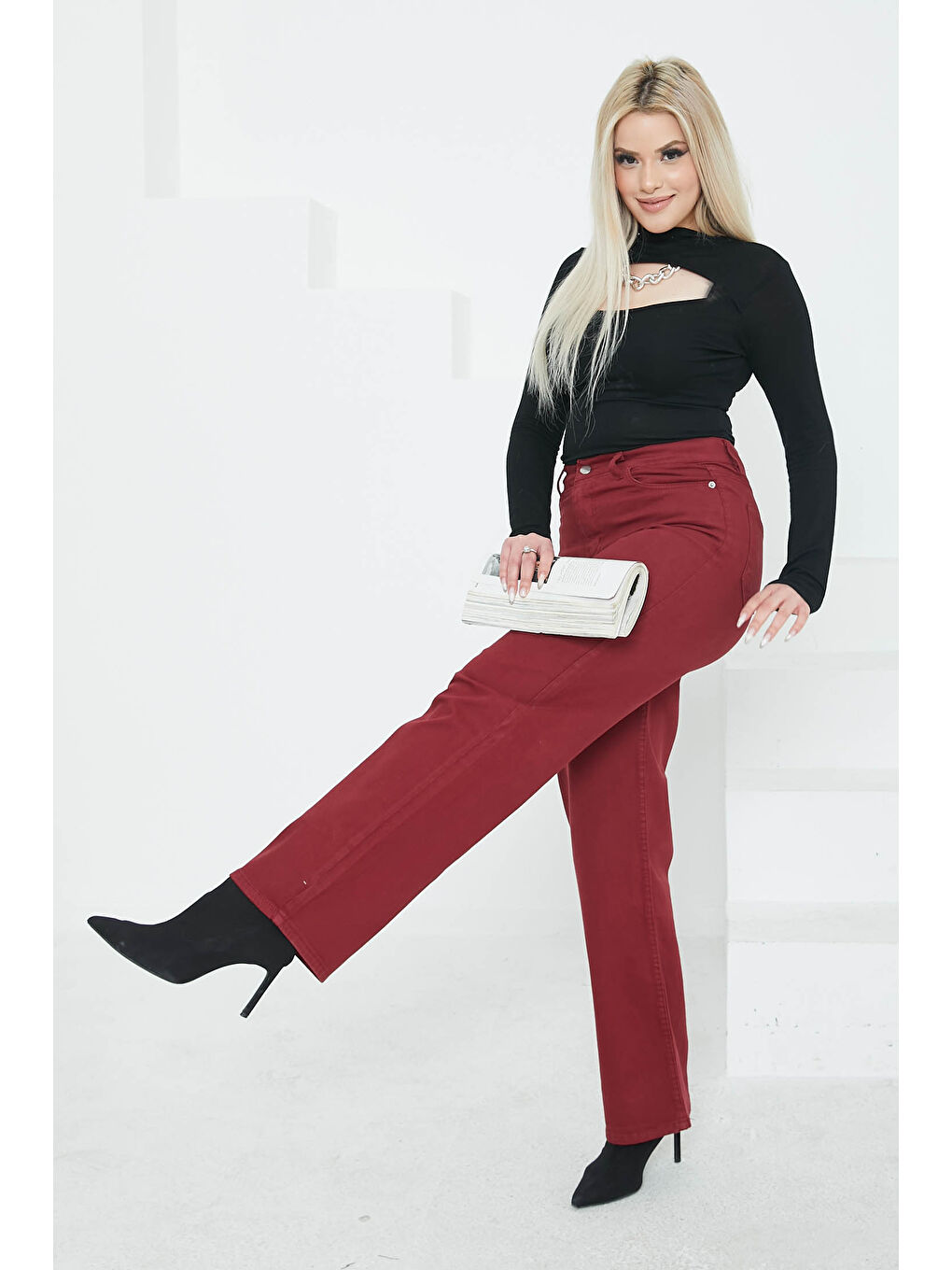 Palazzo Jean Pantolon Bordo   26615-1