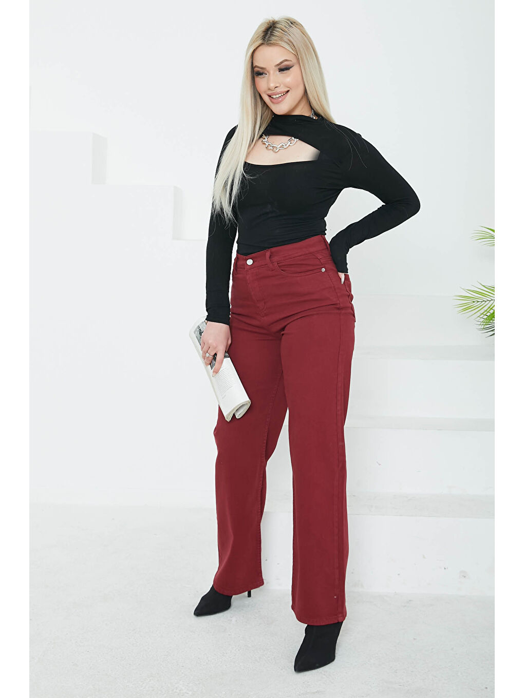 Palazzo Jean Pantolon Bordo   26615-4