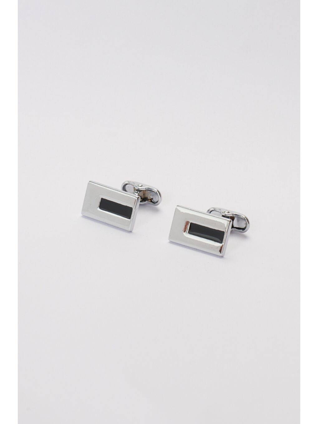 Erkek Siyah-Gri Düz Siyah-Gri Klasik Kol Düğmesi-1