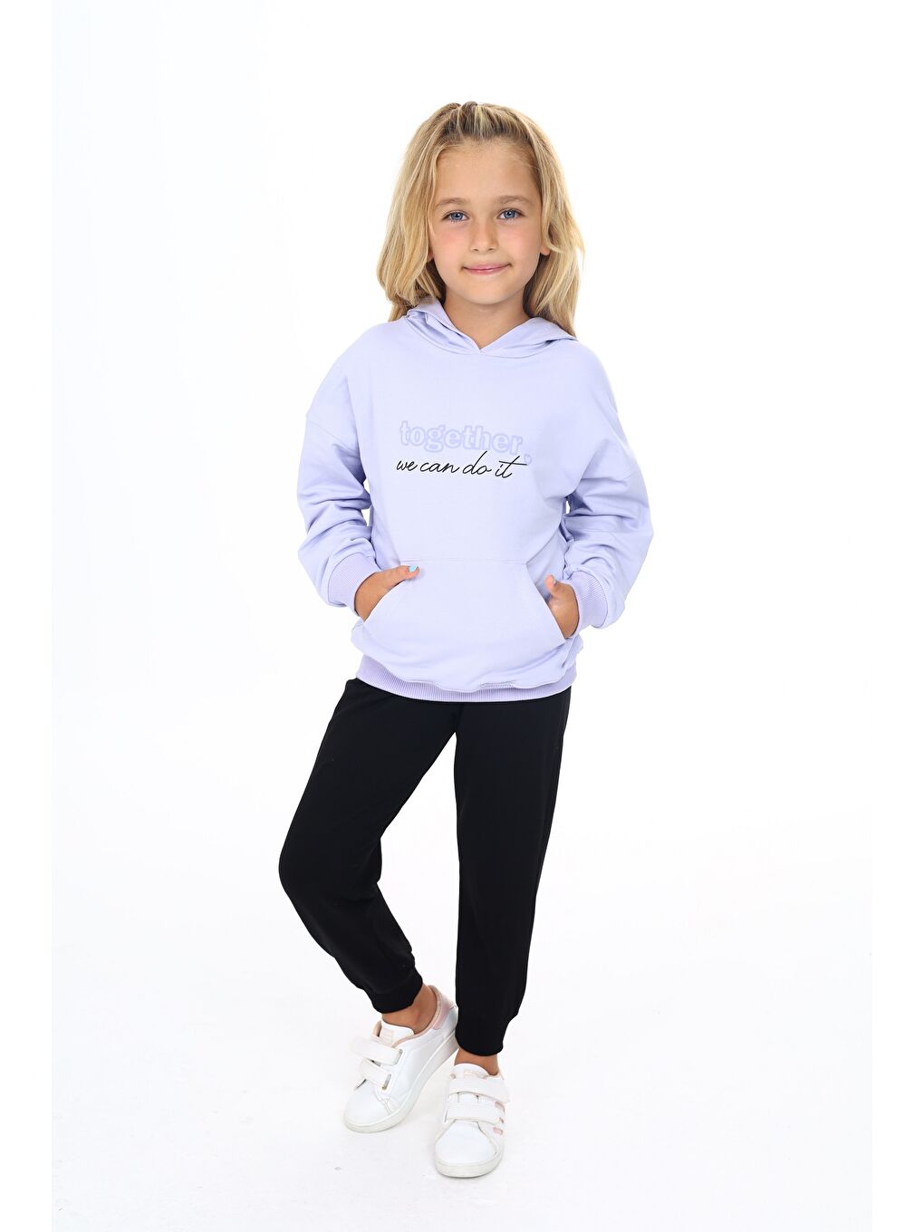 Lila Kız Çocuk Baskılı Eşofman Takım