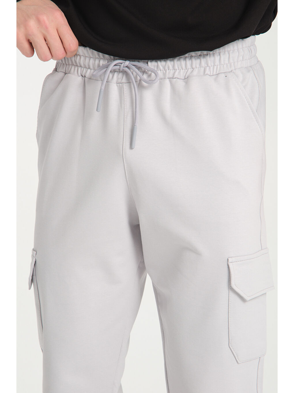 Gri Yan Kargo Cepli Kompak Erkek Pantolon 3056-2