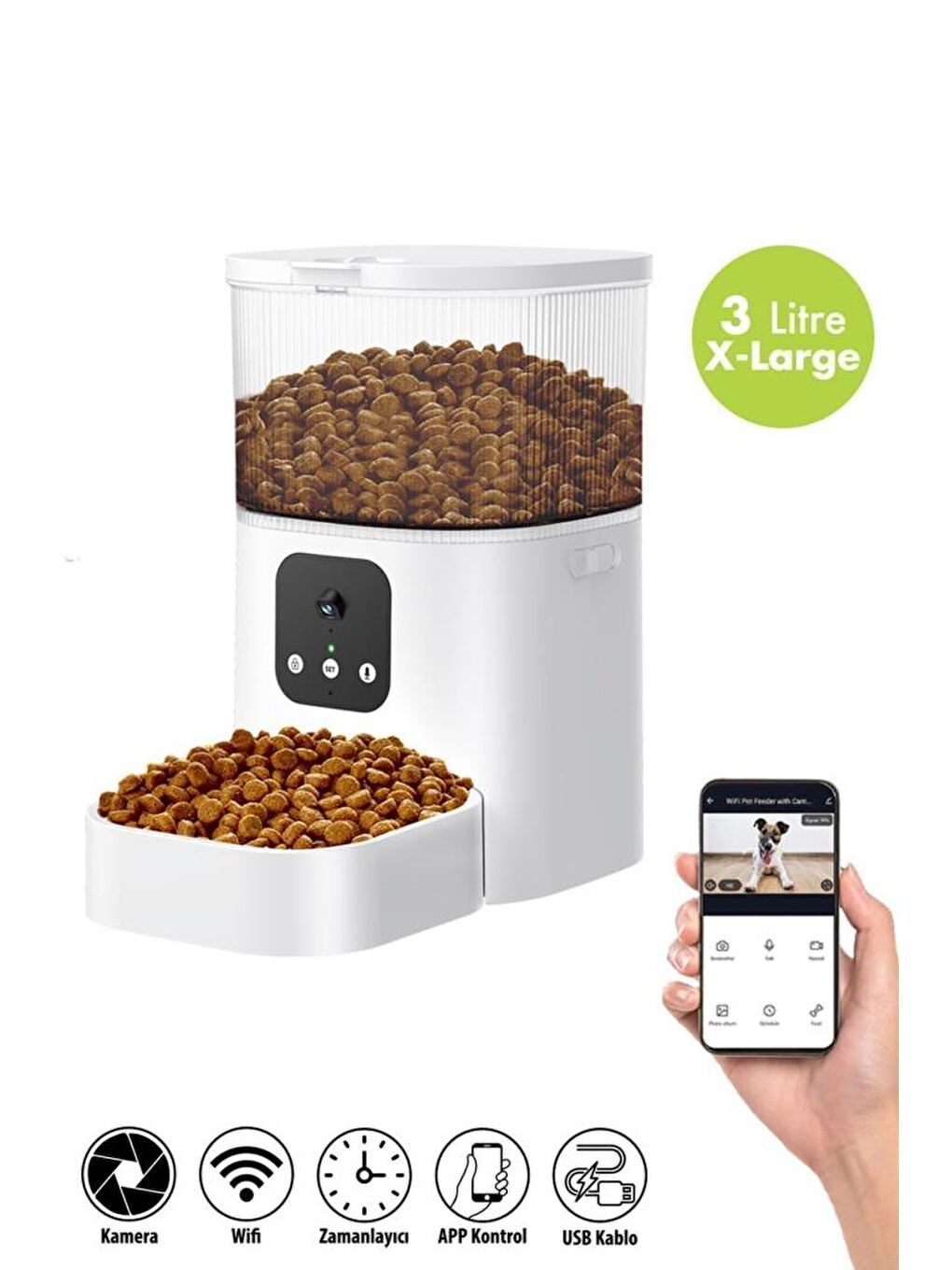 Kiwipets Evcil Hayvan Akıllı Kameralı Multifonksiyon Mama Kabı - Smart Pet Feeder Kpf-10570