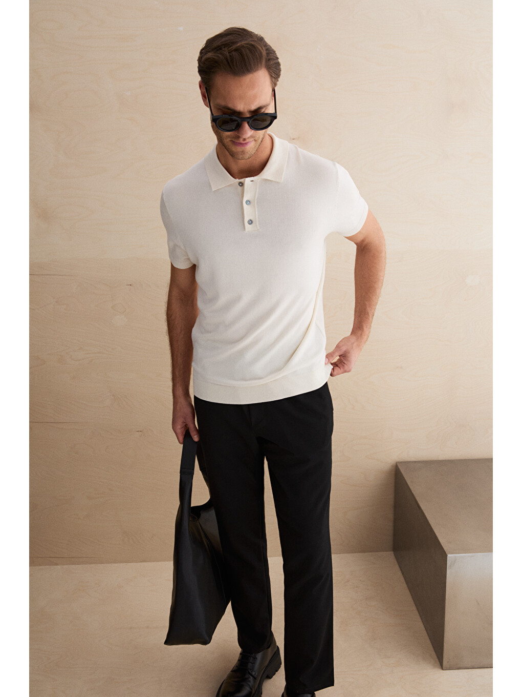 Vesto Erkek Triko Ekru Polo Yaka T-shirt-2