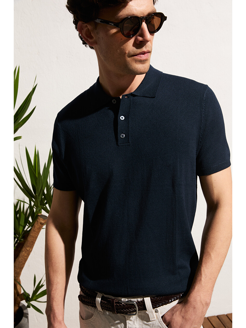 Lacivert VESTO Erkek Triko LACİVERT Polo Yaka T-shirt-2
