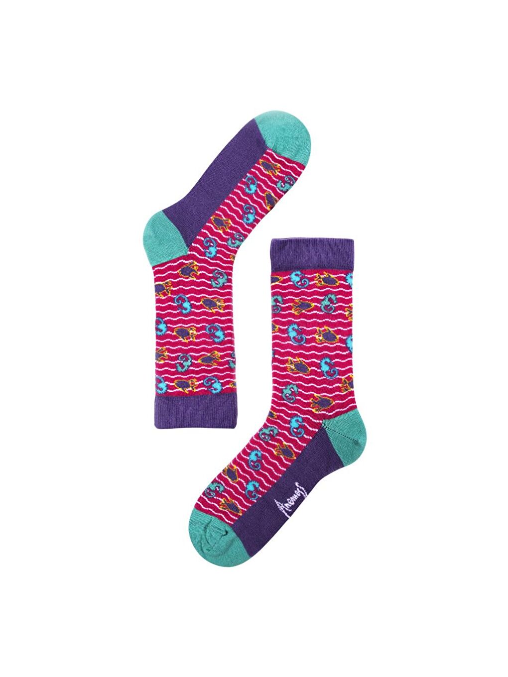 Karışık Kadın 5'li Dikişsiz Soket Çorap Seti, Deniz Temalı Desenler, %85 Pamuk, 36-40 Beden-6