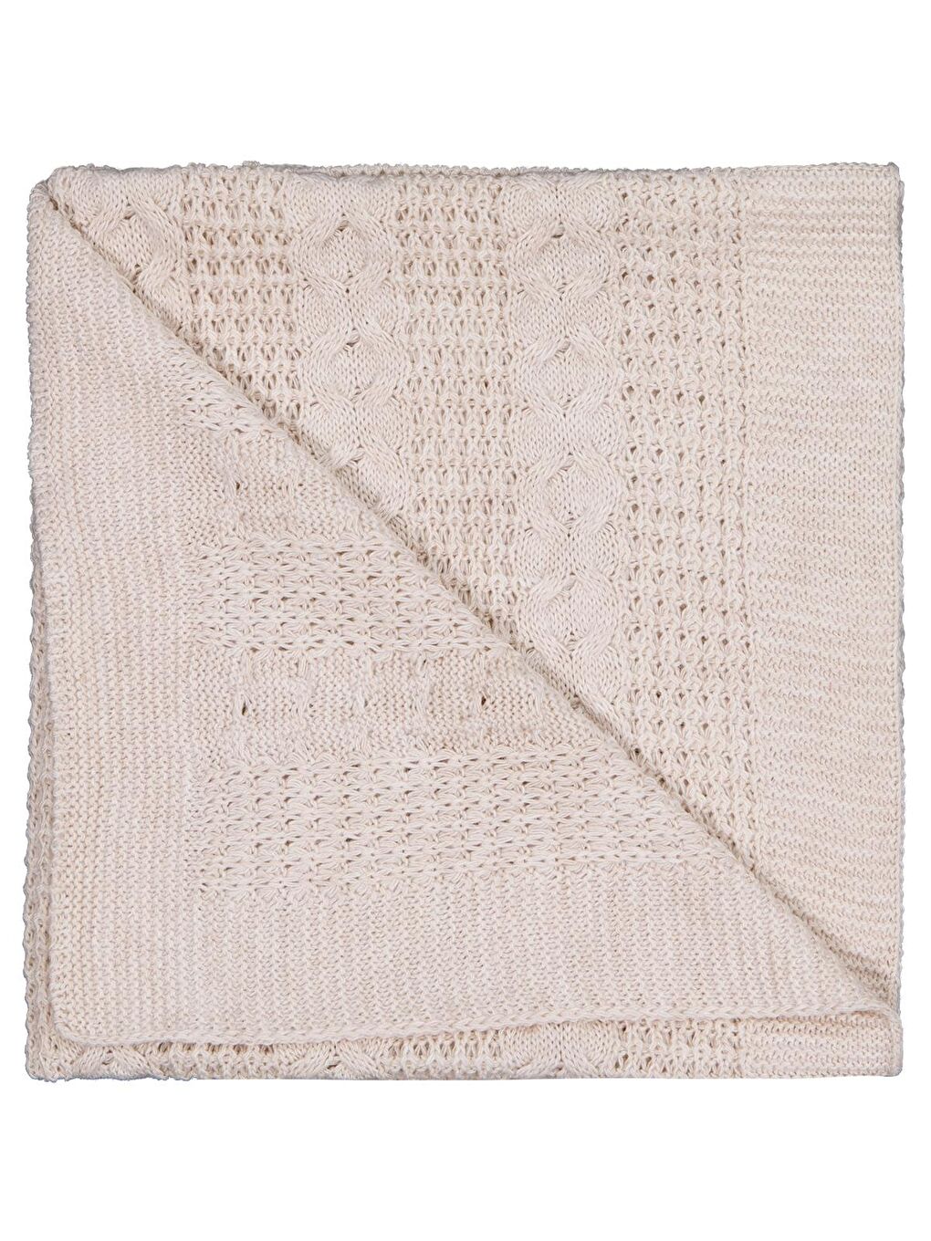 Baby Saç Örgülü Düz Battaniye - Bej Standart