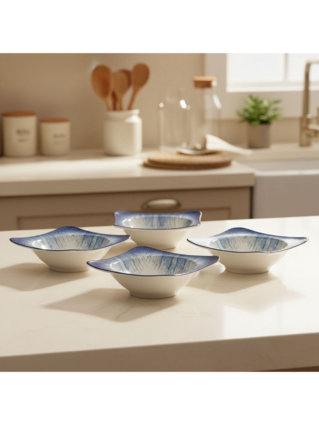 Ekru Spinoza 6 Parça 15x15 Cm Bone Kase Takımı - 845