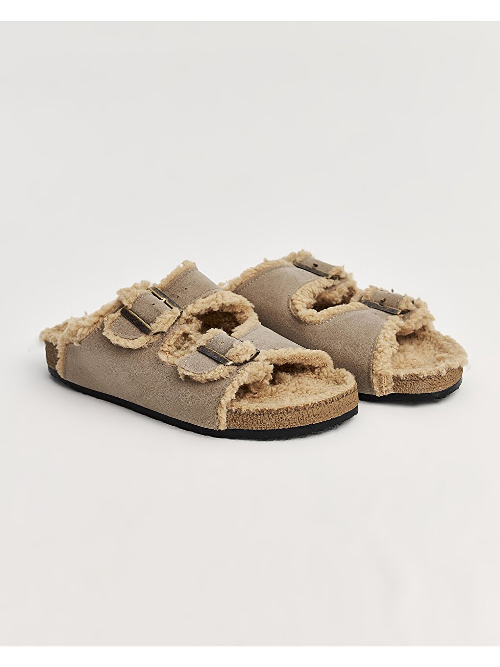 Kahverengi Kadın Tokalı Ev Terliği - Drew-C - A