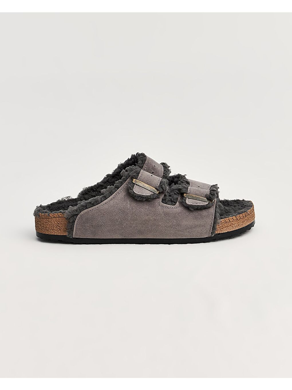 Antrasit Kadın Tokalı Ev Terliği - Drew-C - A