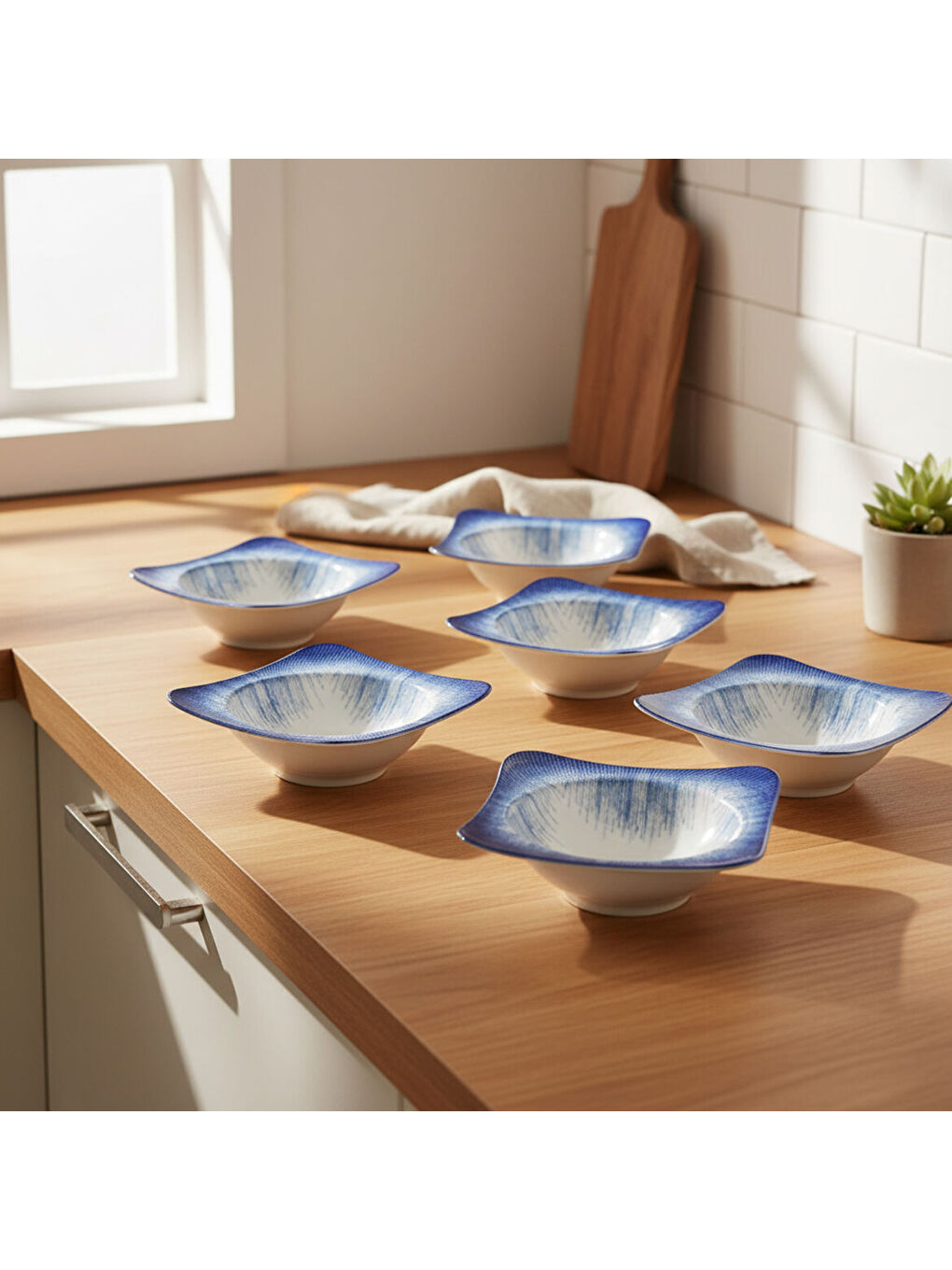 Ekru Spinoza 6 Parça 15x15 Cm Bone Kase Takımı - 845-1